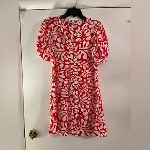 LOFT Red and White Mini Dress